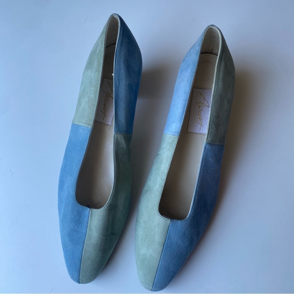 Two-Tone Blue and Green Women's Flats